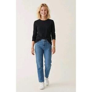 AYR Black Pima Cotton Long Sleeve Top Tee XS